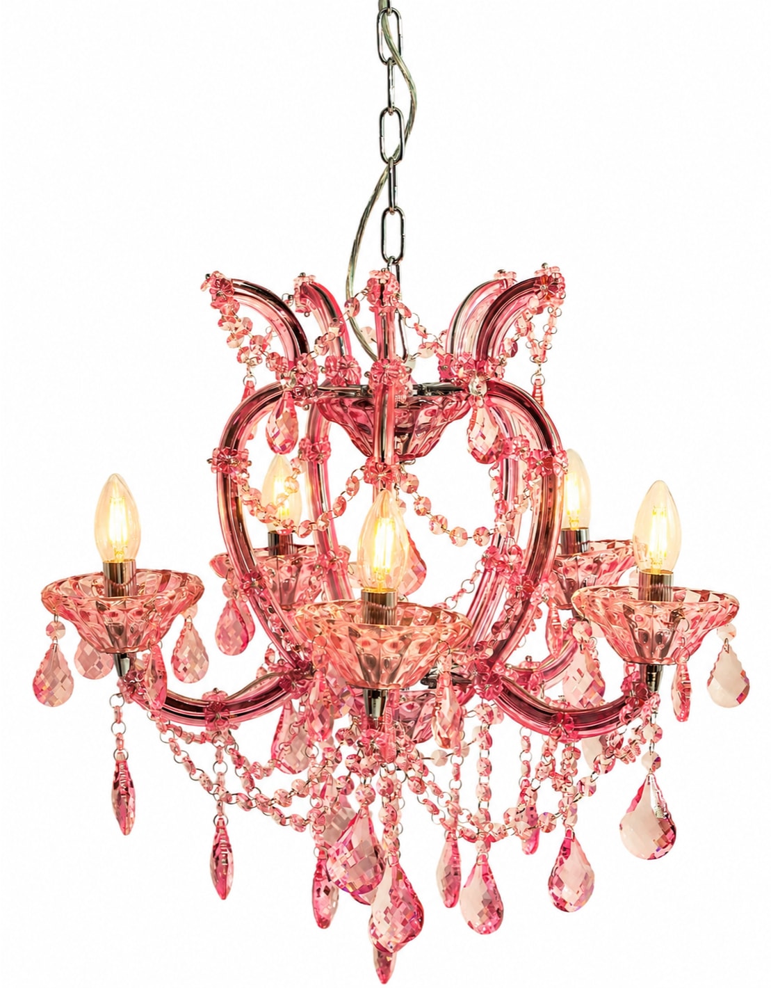 Rose Pink 5 Branch Murano Chandelier - CH305