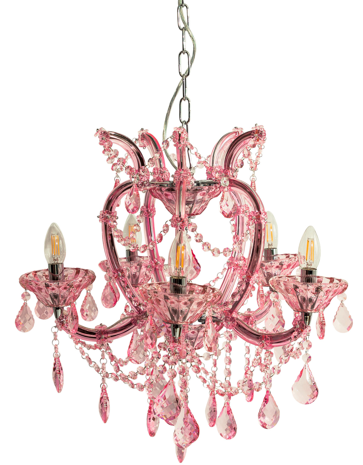 Rose Pink 5 Branch Murano Chandelier - CH305