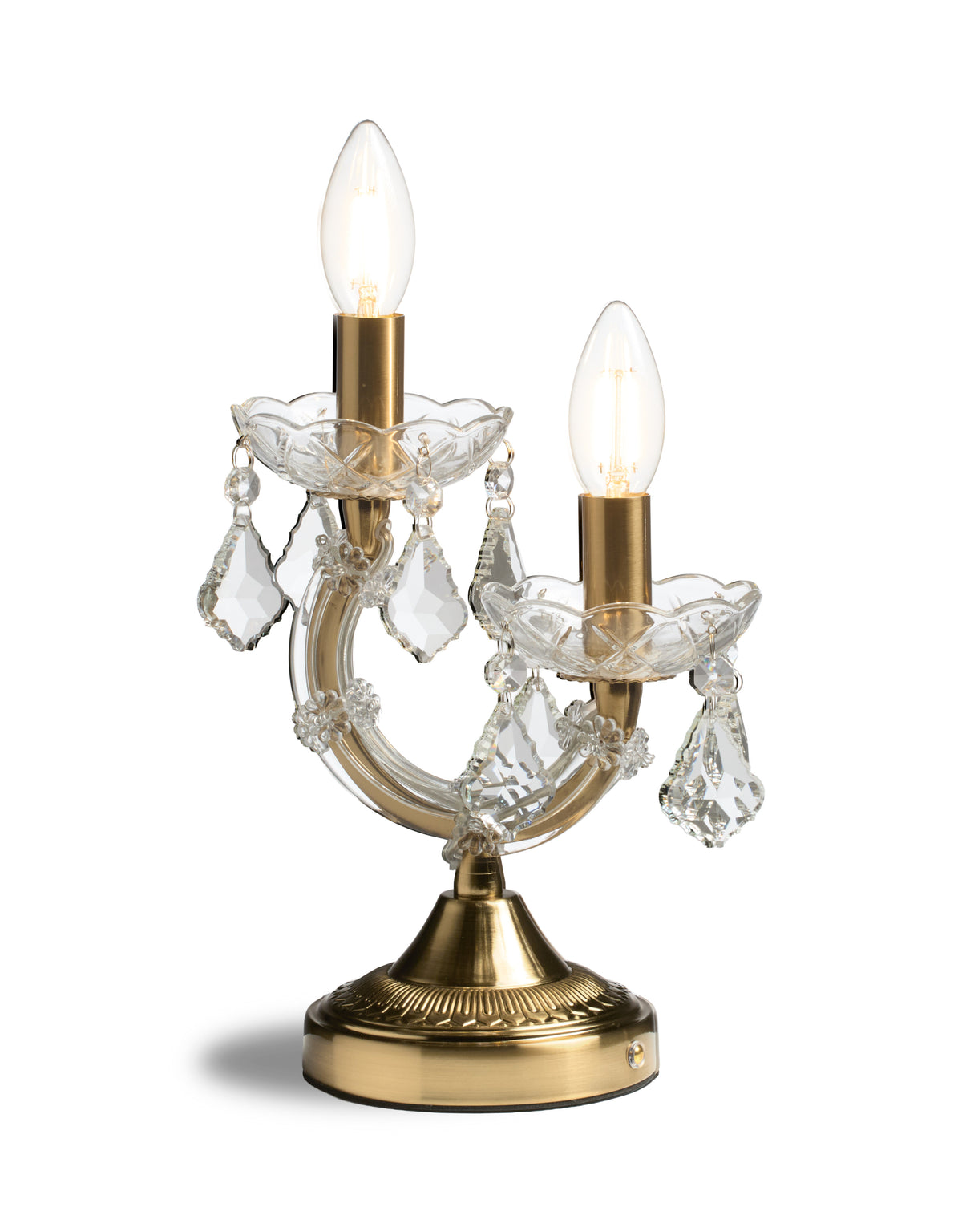Ornate Brass Twin Branch Rechargeable Table Lamp - CH307