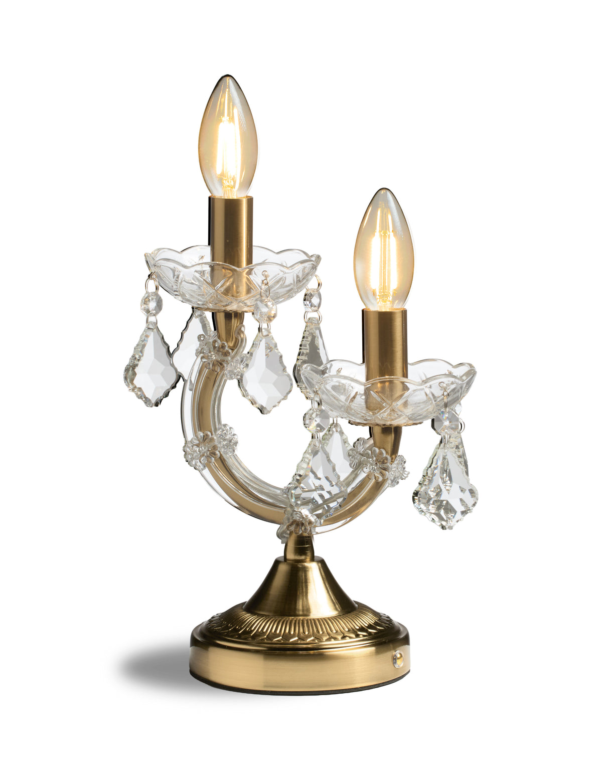 Ornate Brass Twin Branch Rechargeable Table Lamp - CH307