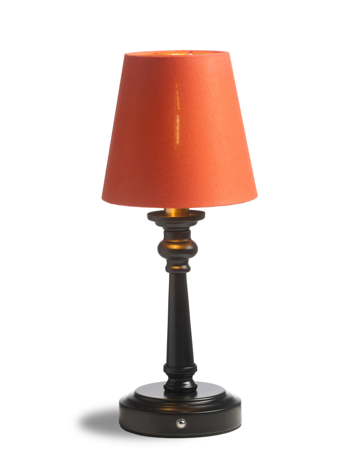 Matt Black & Brass Rechargeable Table Lamp w/ Orange Shade - CH310
