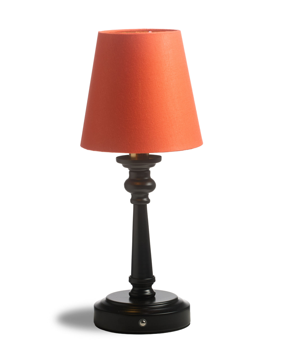 Matt Black & Brass Rechargeable Table Lamp w/ Orange Shade - CH310