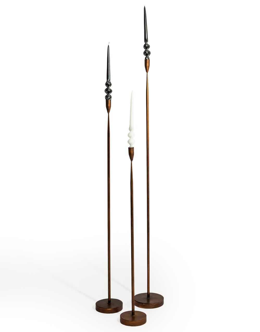 Antique Copper Small Floor Standing Candle Holder - HKL92