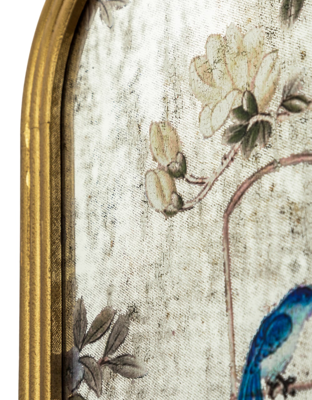 Tall Arch Gold-Framed Botanical Glass Wall Mirror - MFM11