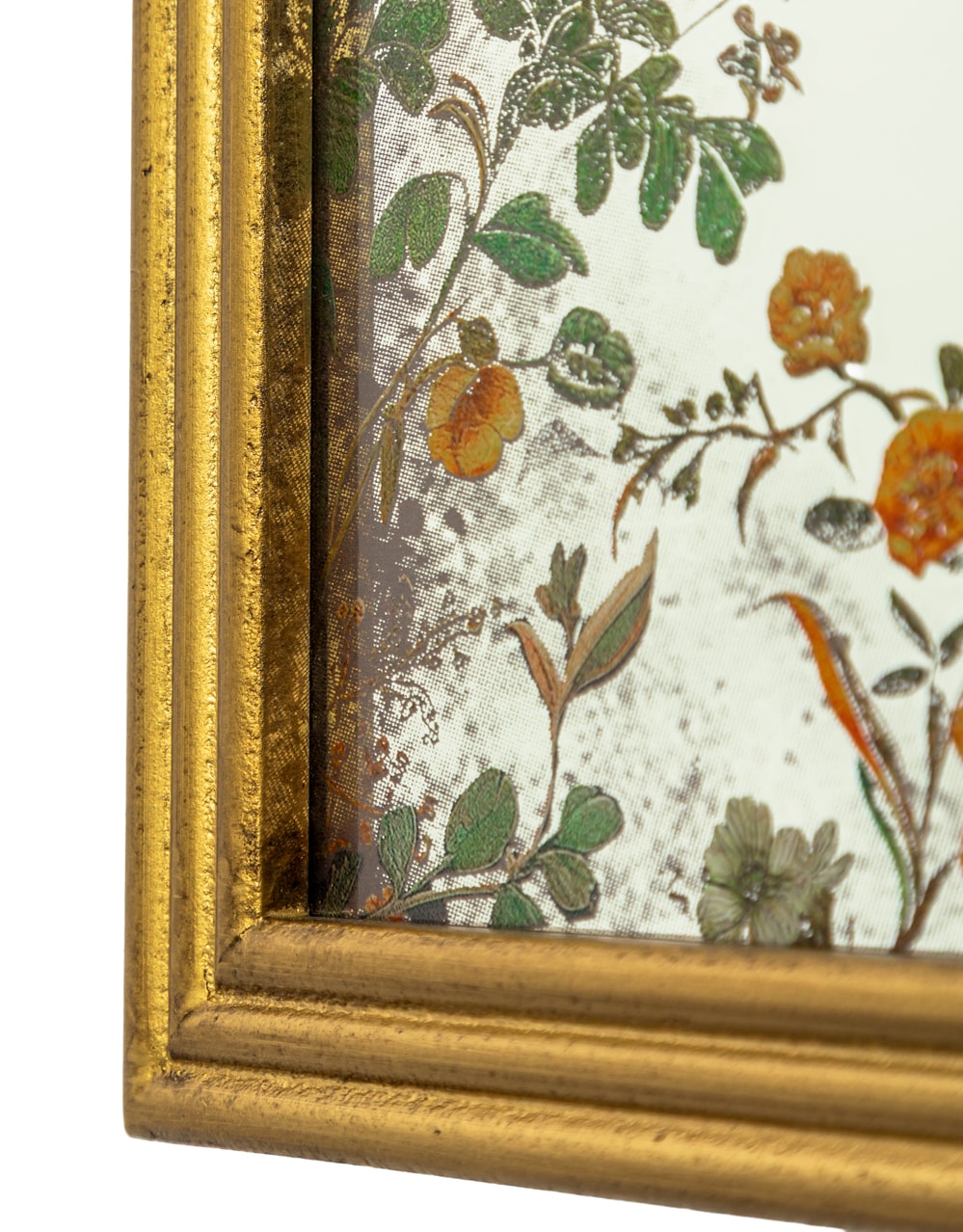 Overmantle Gold-Framed Botanical Glass Wall Mirror - MFM13