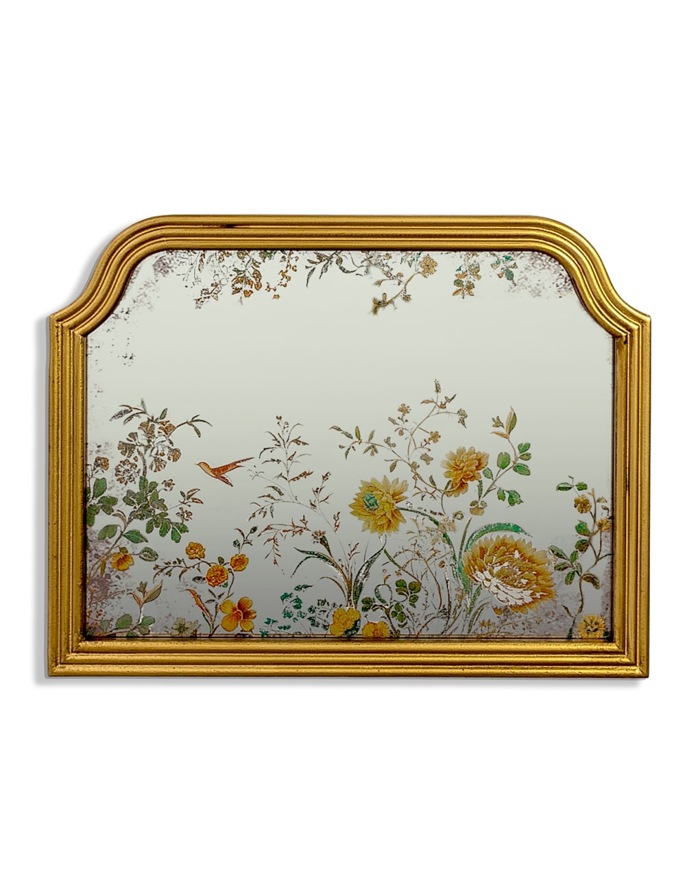 Overmantle Gold-Framed Botanical Glass Wall Mirror - MFM13