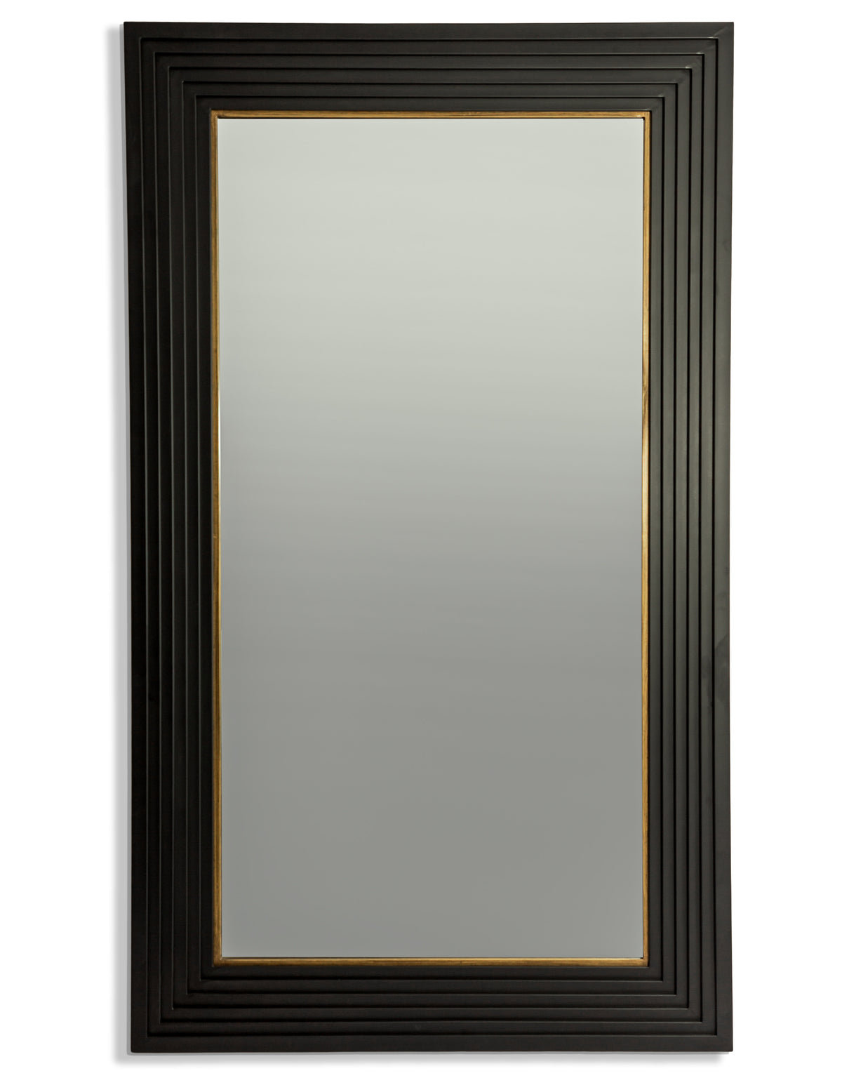 Extra Large Savoy Black & Gold Metal Step-Framed Rectangular Wall Mirror - DTC54