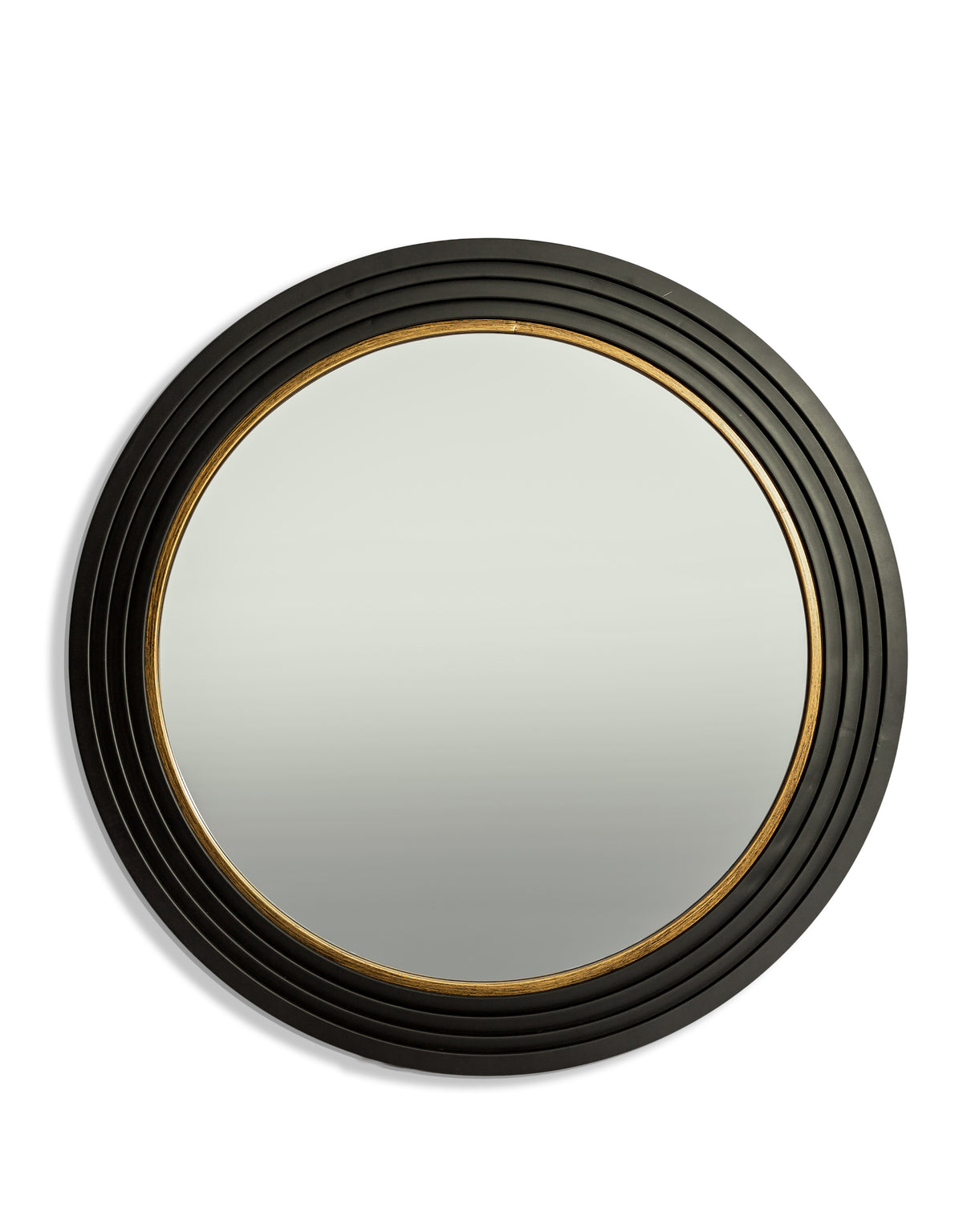 Large Savoy Black & Gold Metal Step-Framed Round Wall Mirror - DTC55
