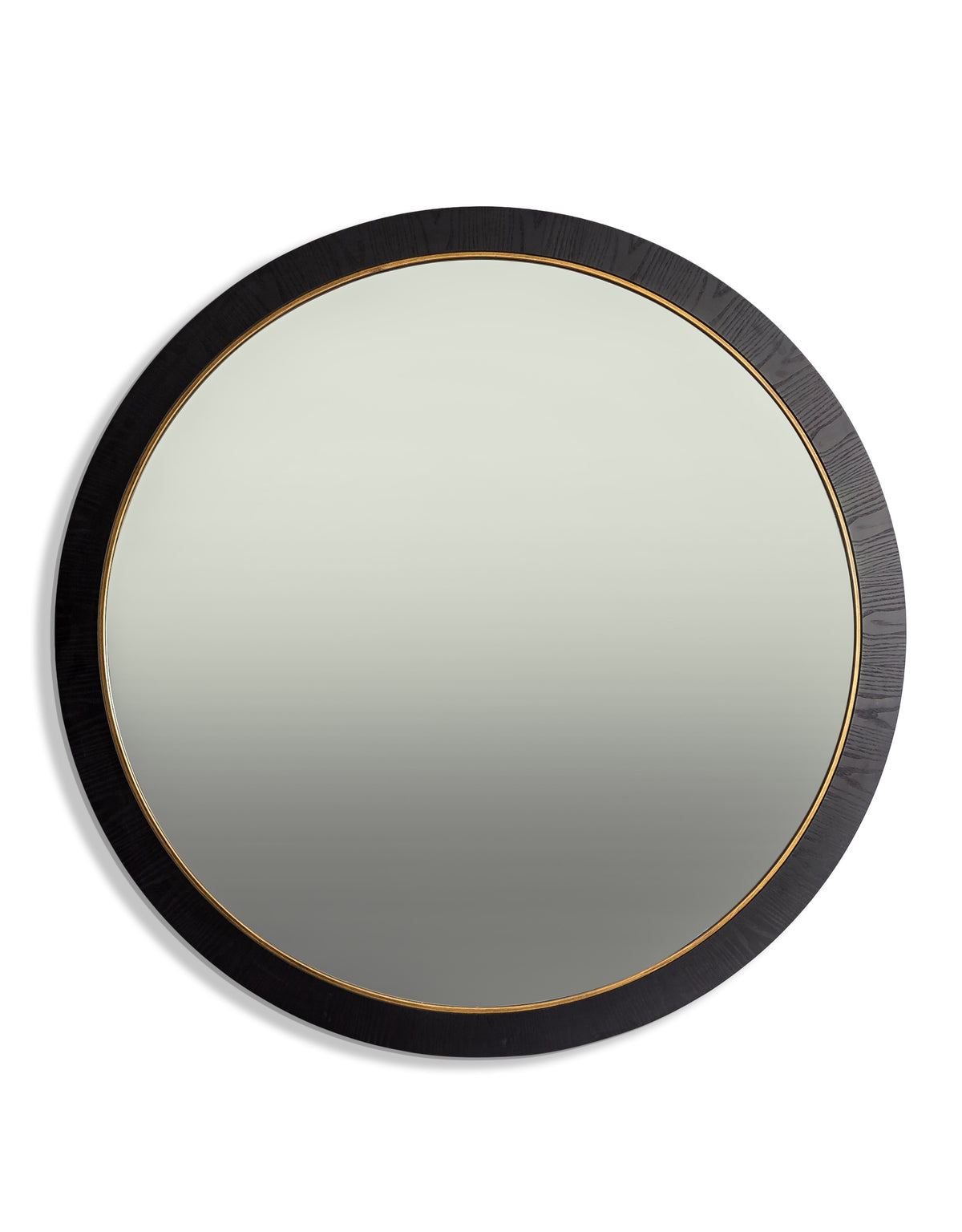 Giant Savoy Black & Gold Wood-Framed Round Wall Mirror - DTC57