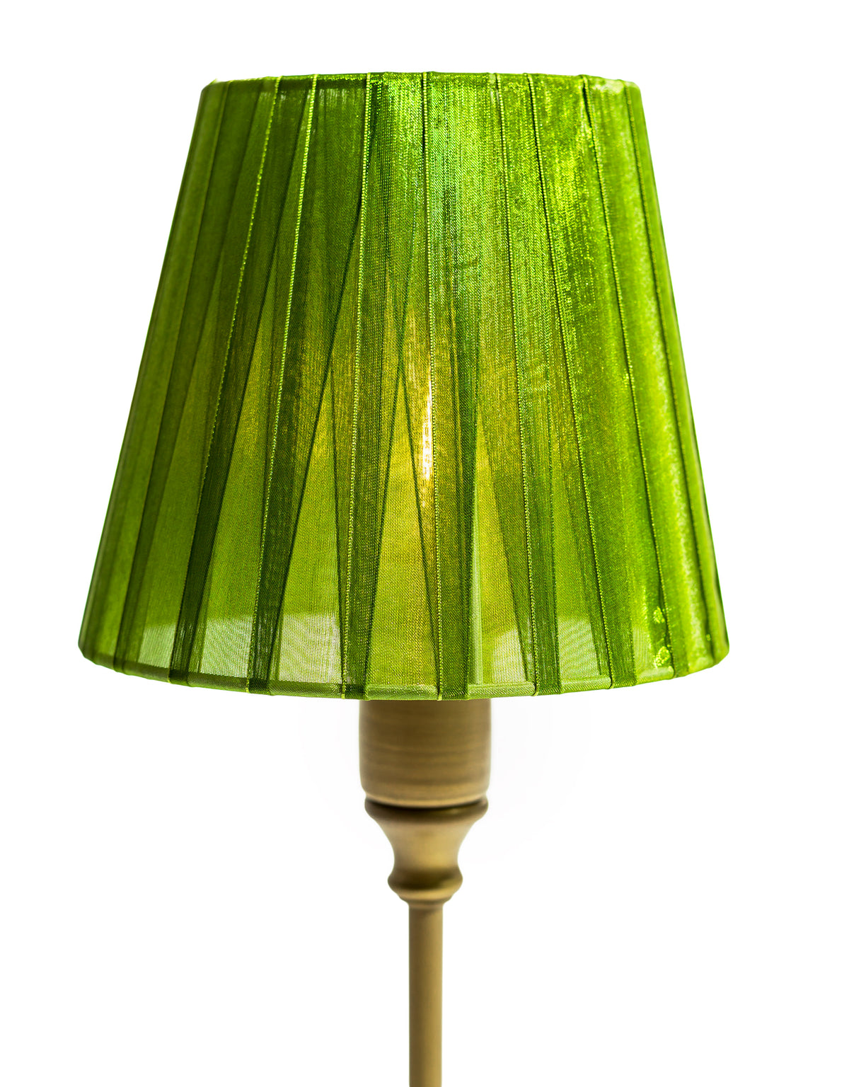 Antique Bronze Rechargeable Table Lamp with Pleated Green Shade - CH306