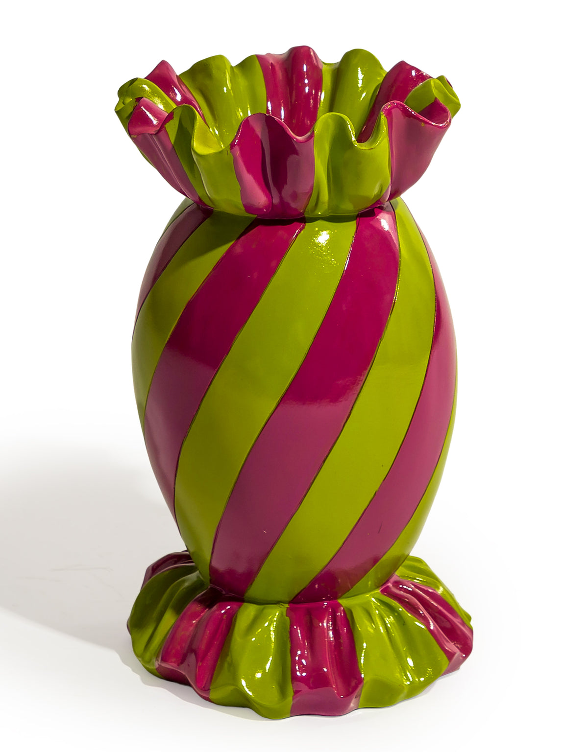 Large Purple/Green Striped Candy Ceramic Vase - DVM63