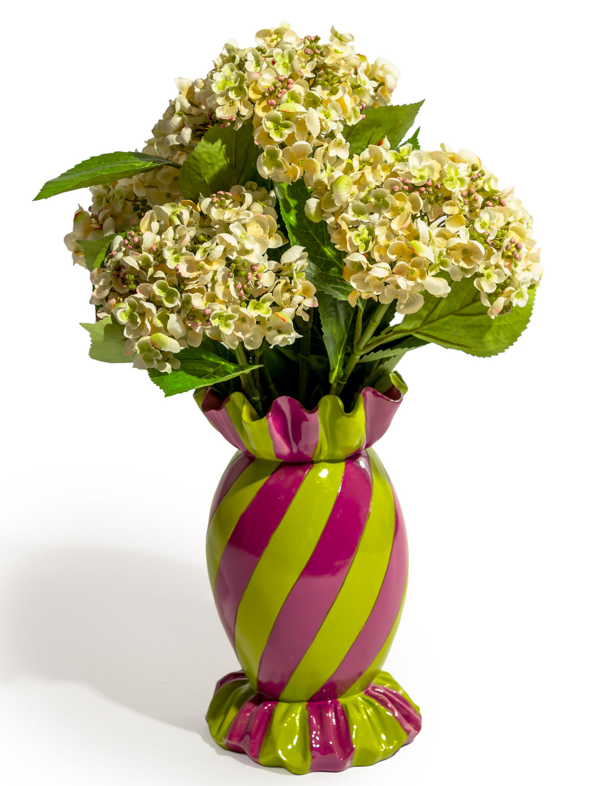 Large Purple/Green Striped Candy Ceramic Vase - DVM63