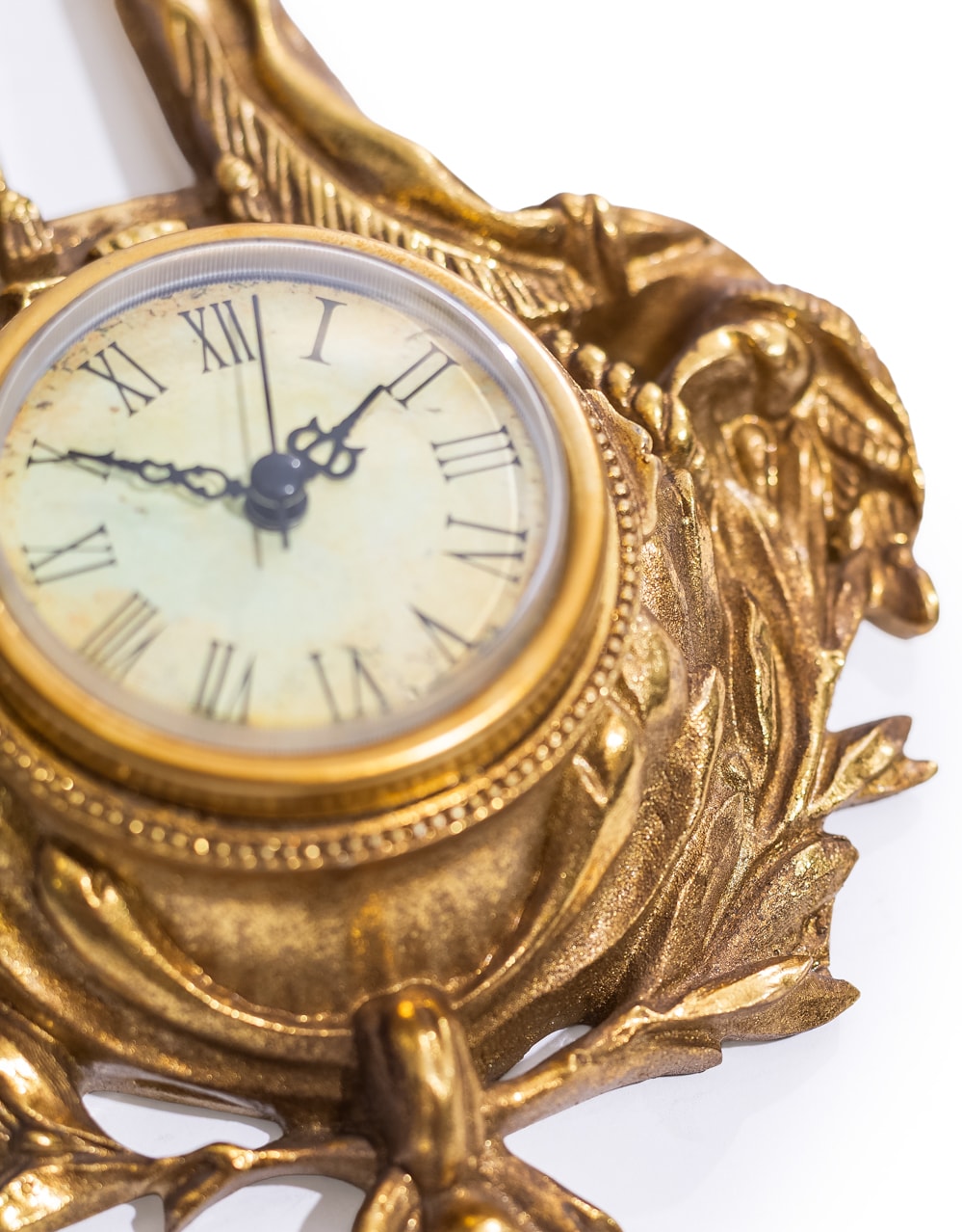 Antique Gold Wall Hanging Ornate Bow Clock - MK204