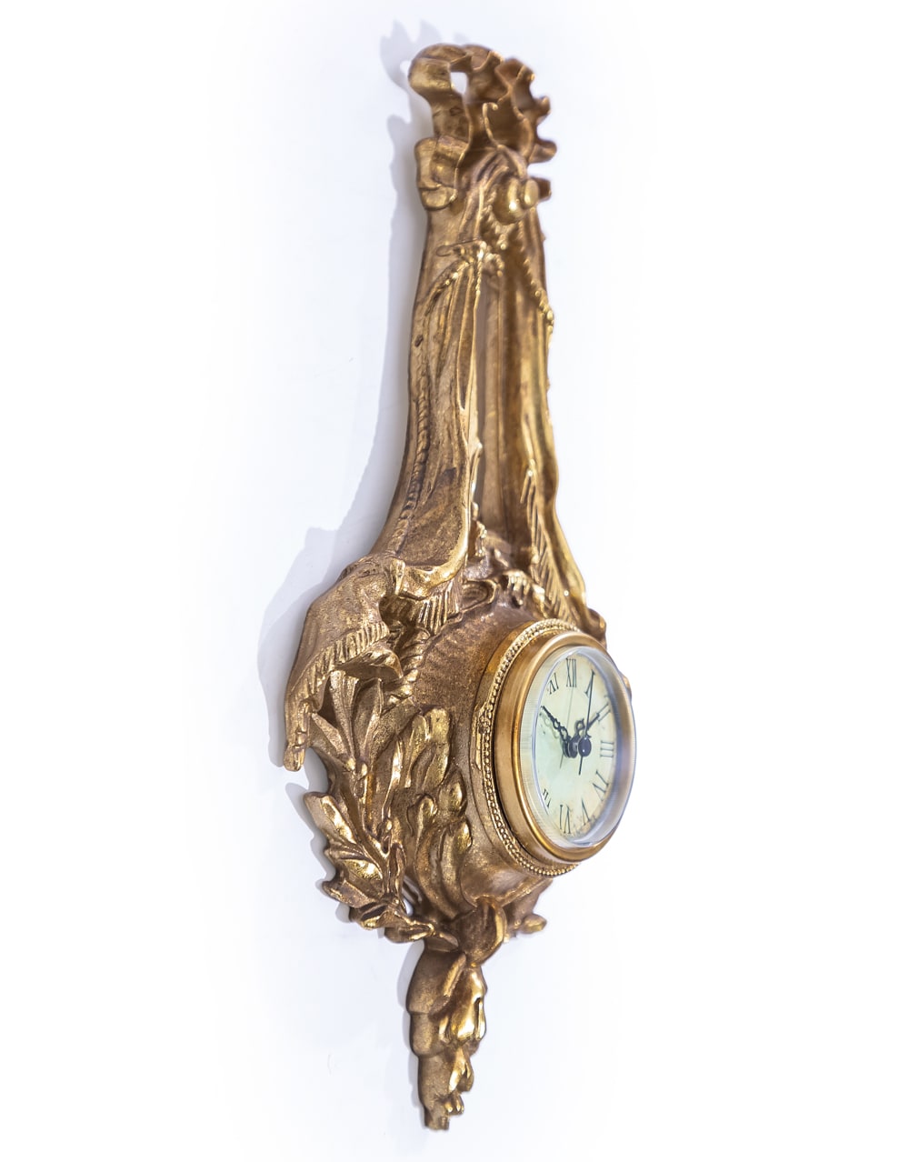 Antique Gold Wall Hanging Ornate Bow Clock - MK204