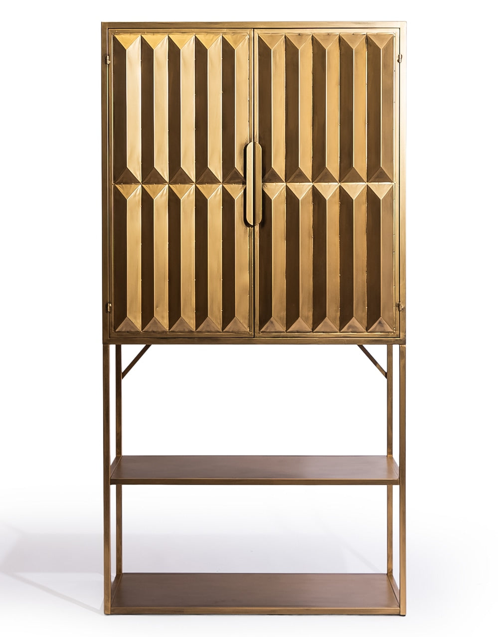 Industrial Gold "Fitzgerald" Extra-Tall Cabinet with Shelves - GMF13