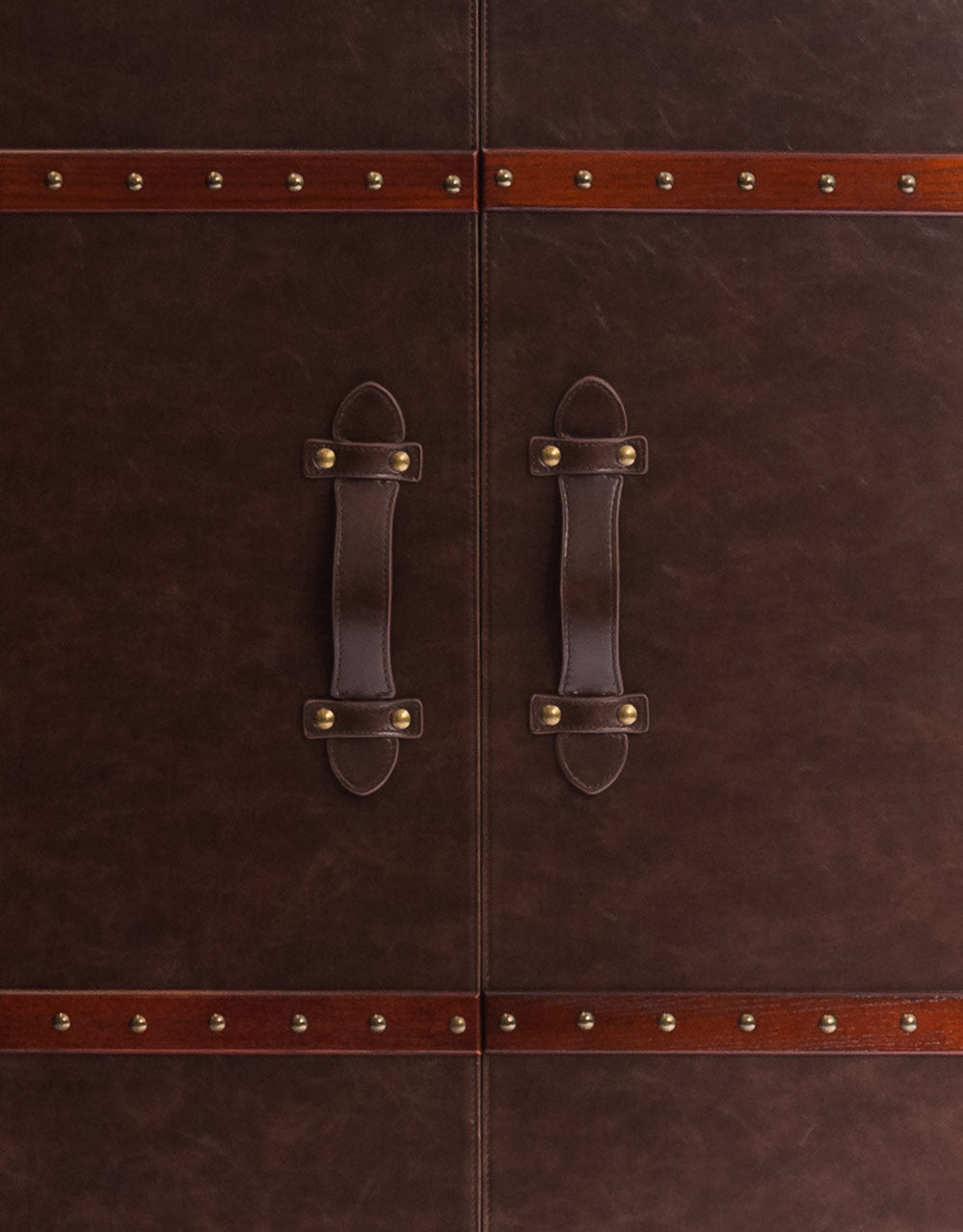 Soho Steamer Extra Large Brown Leather Two-Door Wine / Bar Cabinet - SBC13