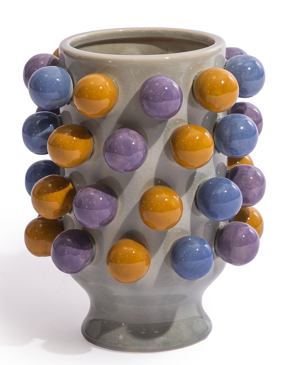 Ceramic Yellow / Blue / Lilac "Pom Pom" Vase - NCP23