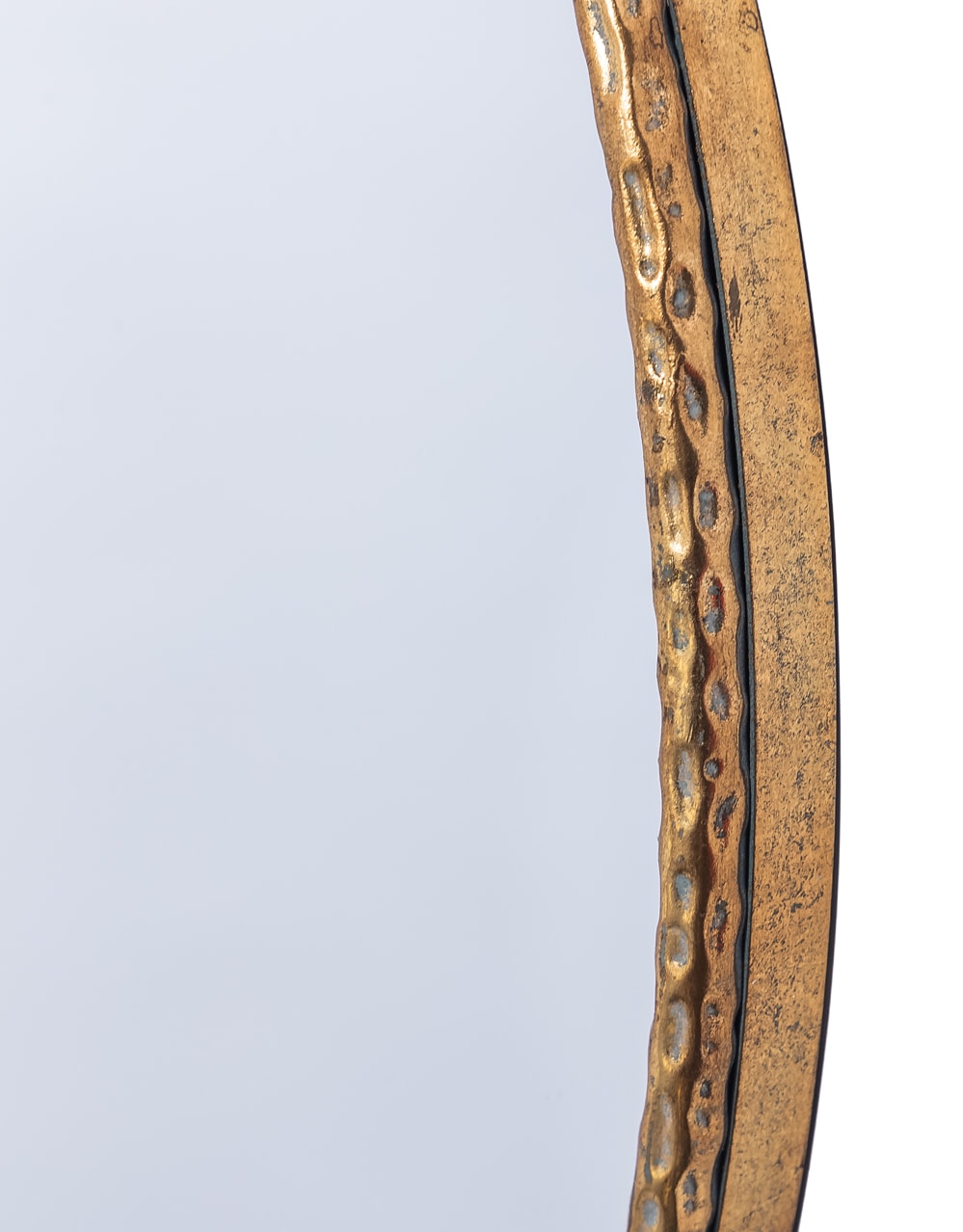 Large Round Gold Hammered Metal Wall Mirror w/ Bow - JHC20
