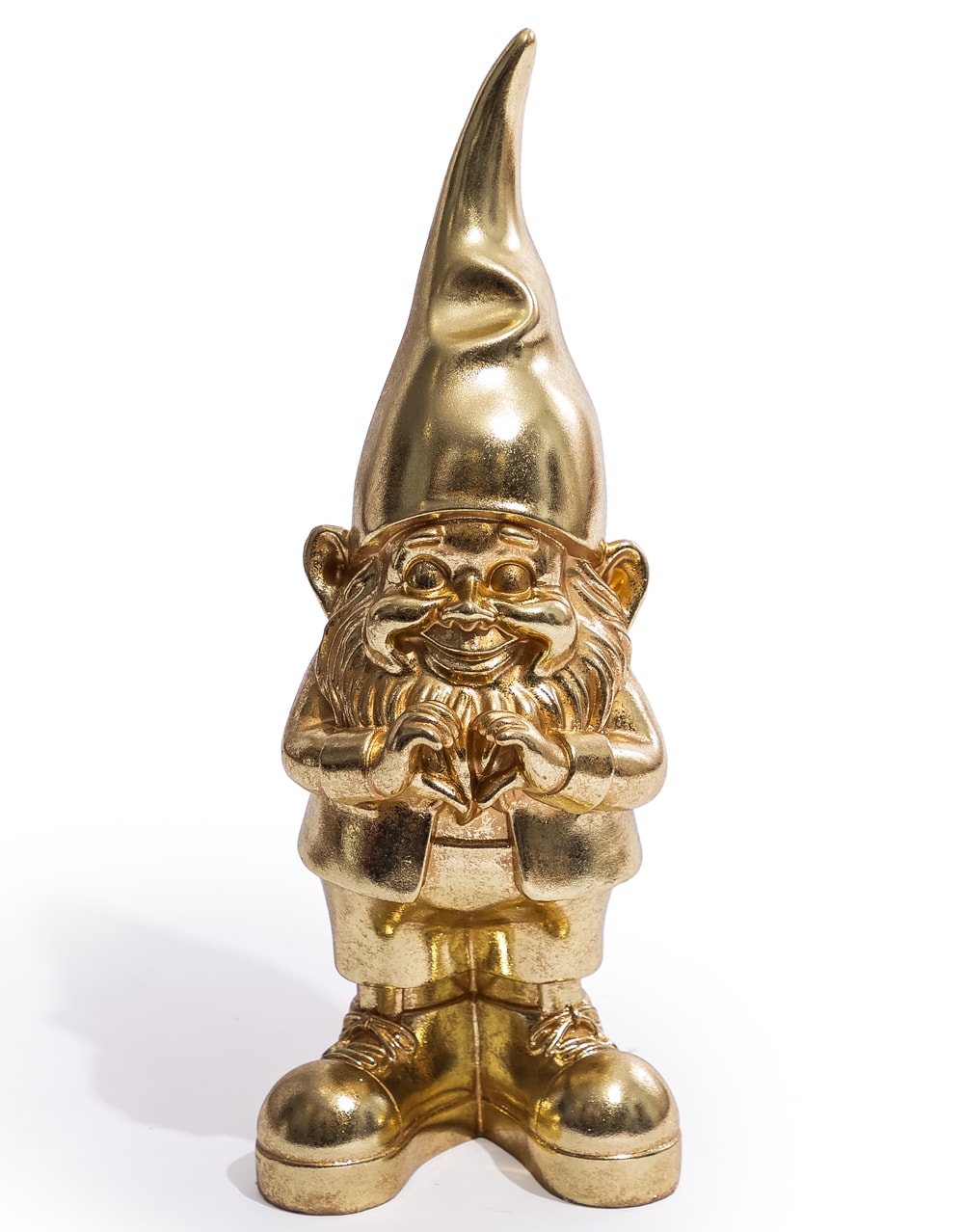 Medium Gold "Heart Hands" Gnome Figure - FL141
