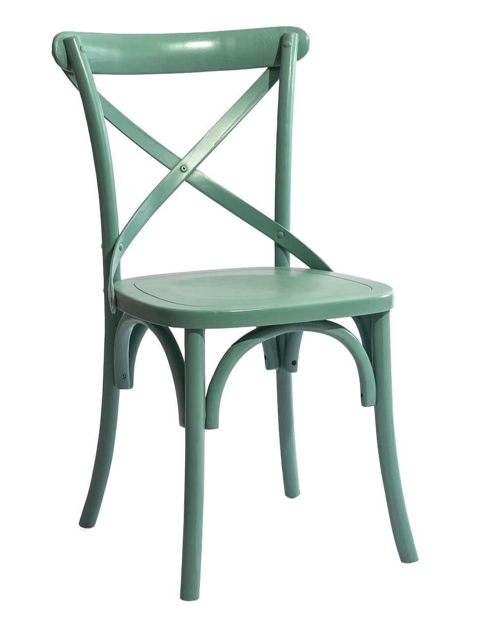 Pastel Mint Green Reclaimed Elm Cross-Back Dining Chair - BWC14