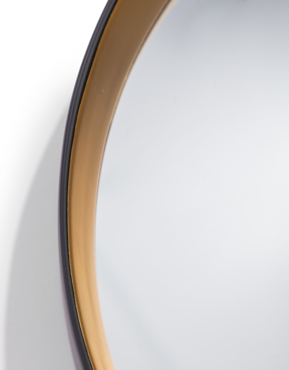 Large Round Black & Gold Deep-Framed Belgravia Wall Mirror - M431