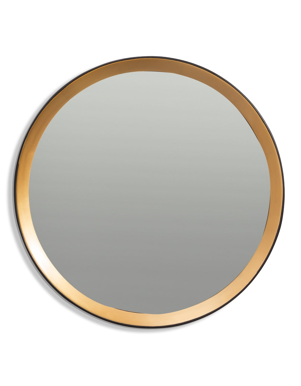 Large Round Black & Gold Deep-Framed Belgravia Wall Mirror - M431