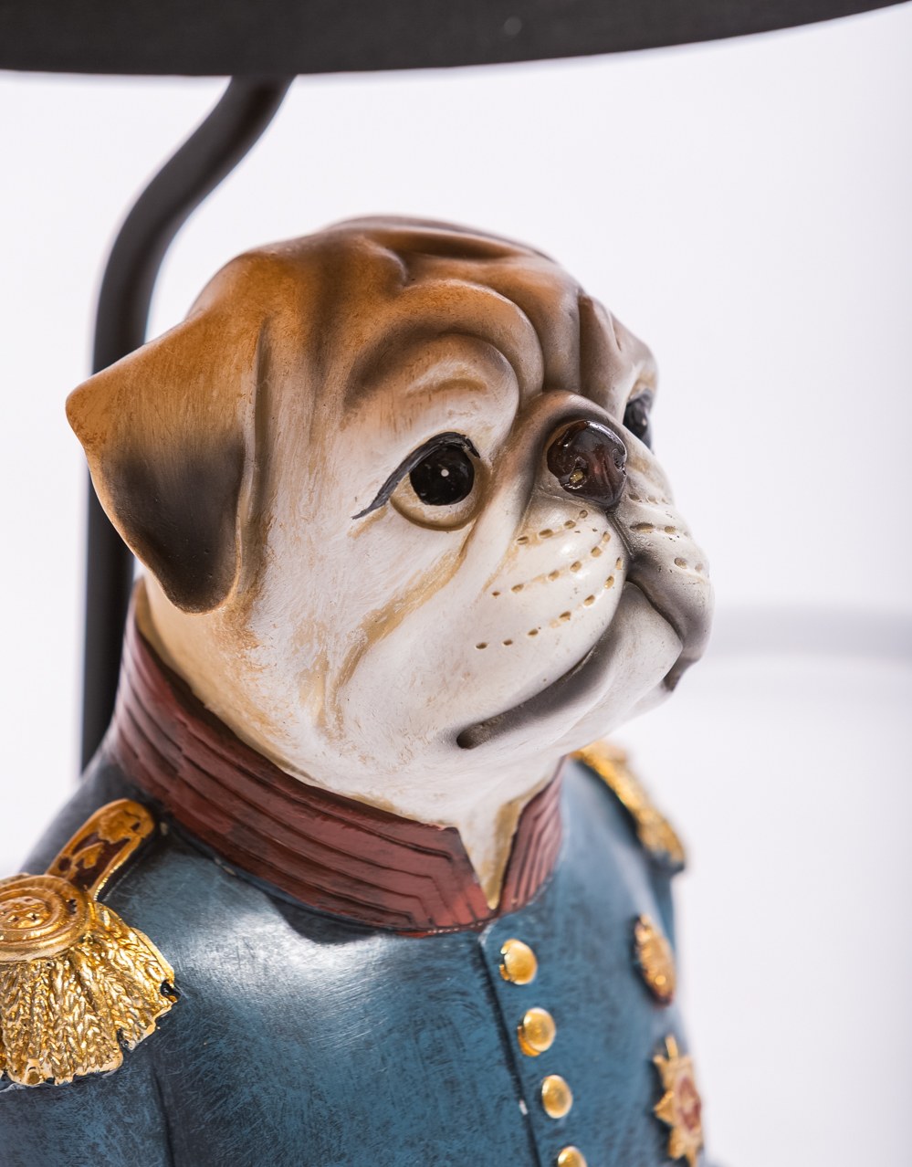 Gentry Pug Table Lamp w/ Black, Gold-Lined Shade - DVM75