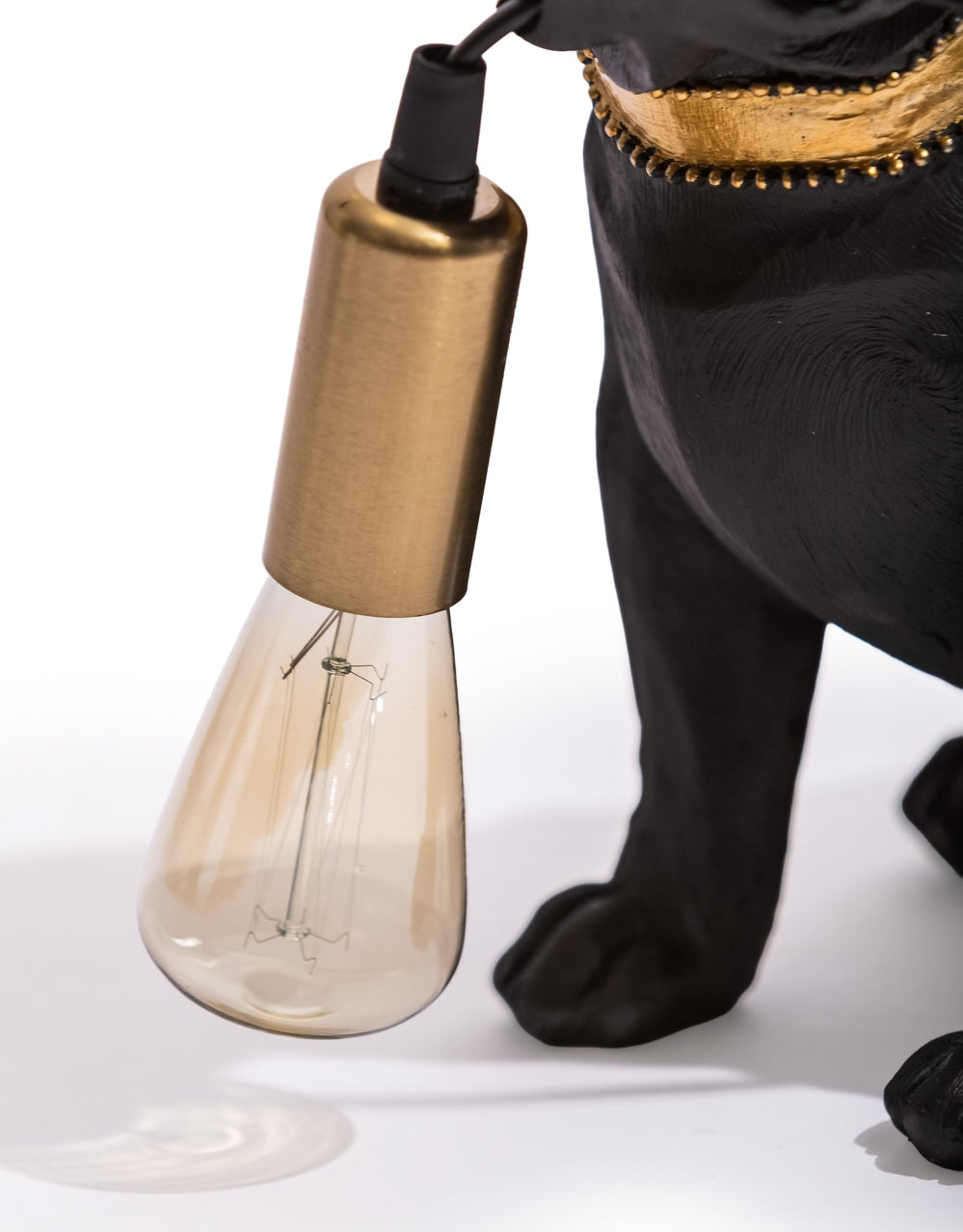 Matt Black & Gold Pug Table Lamp - DVM76