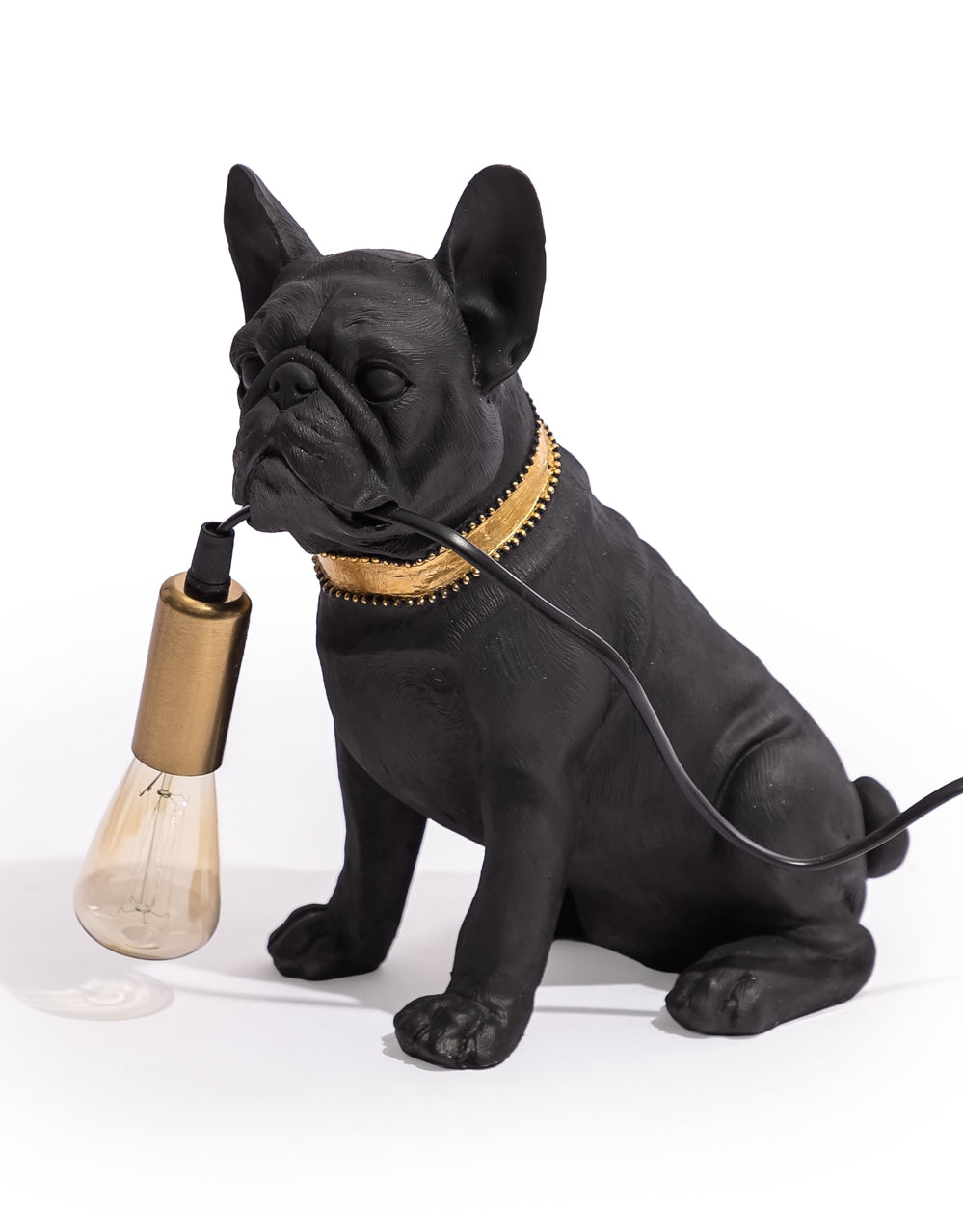 Matt Black & Gold Pug Table Lamp - DVM76
