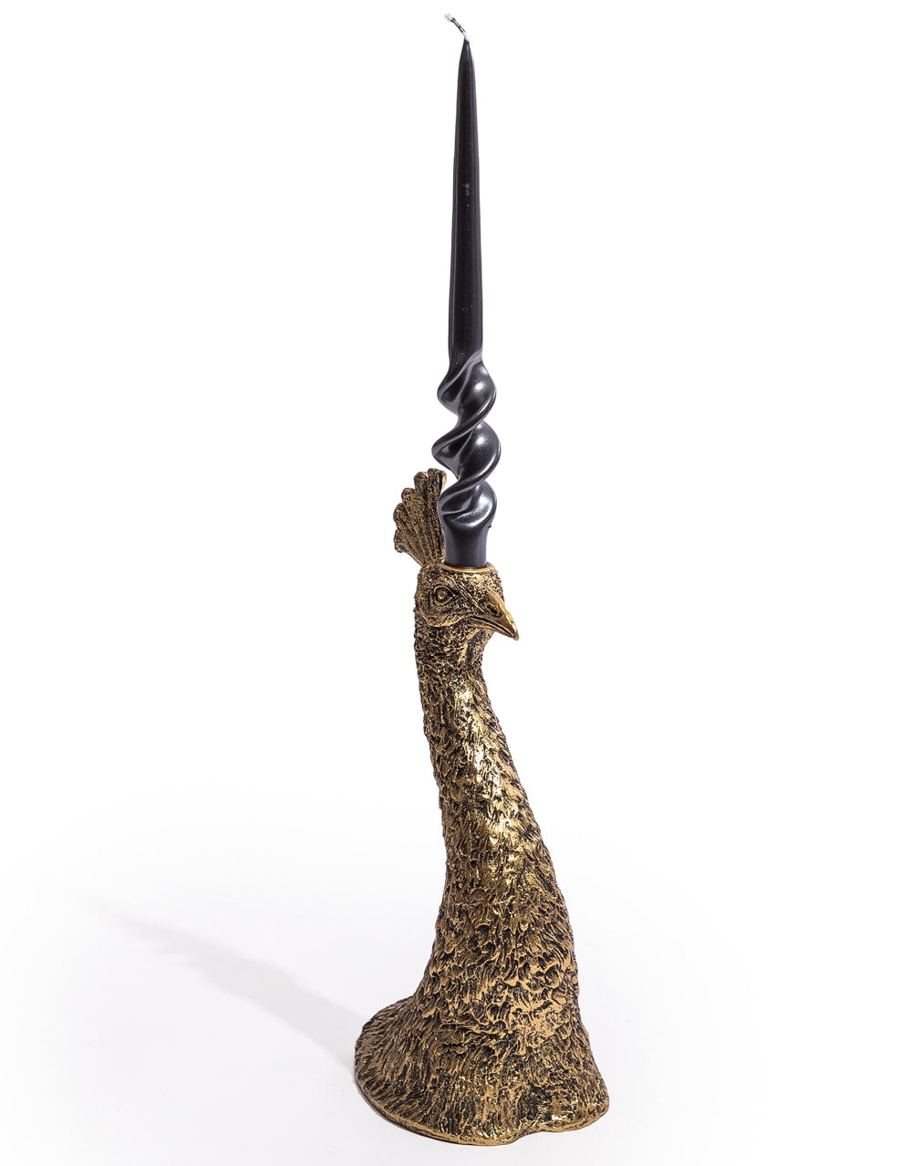 Antique Gold Peacock Head Candle Holder - HKL98