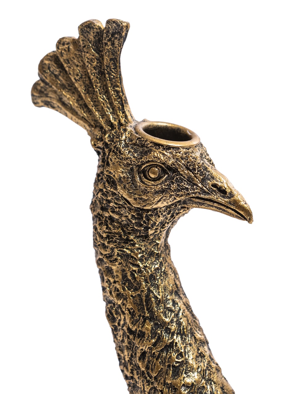 Antique Gold Peacock Head Candle Holder - HKL98