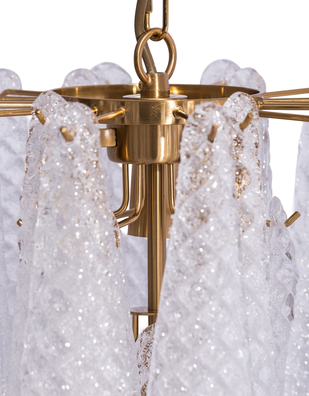 Brass w/ Clear Bubbled Glass "Gicel" Chandelier - CH316