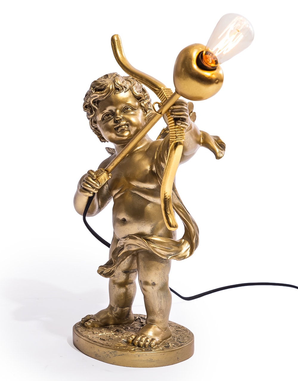 Antique Gold Standing Cupid Cherub Table Lamp - BD195