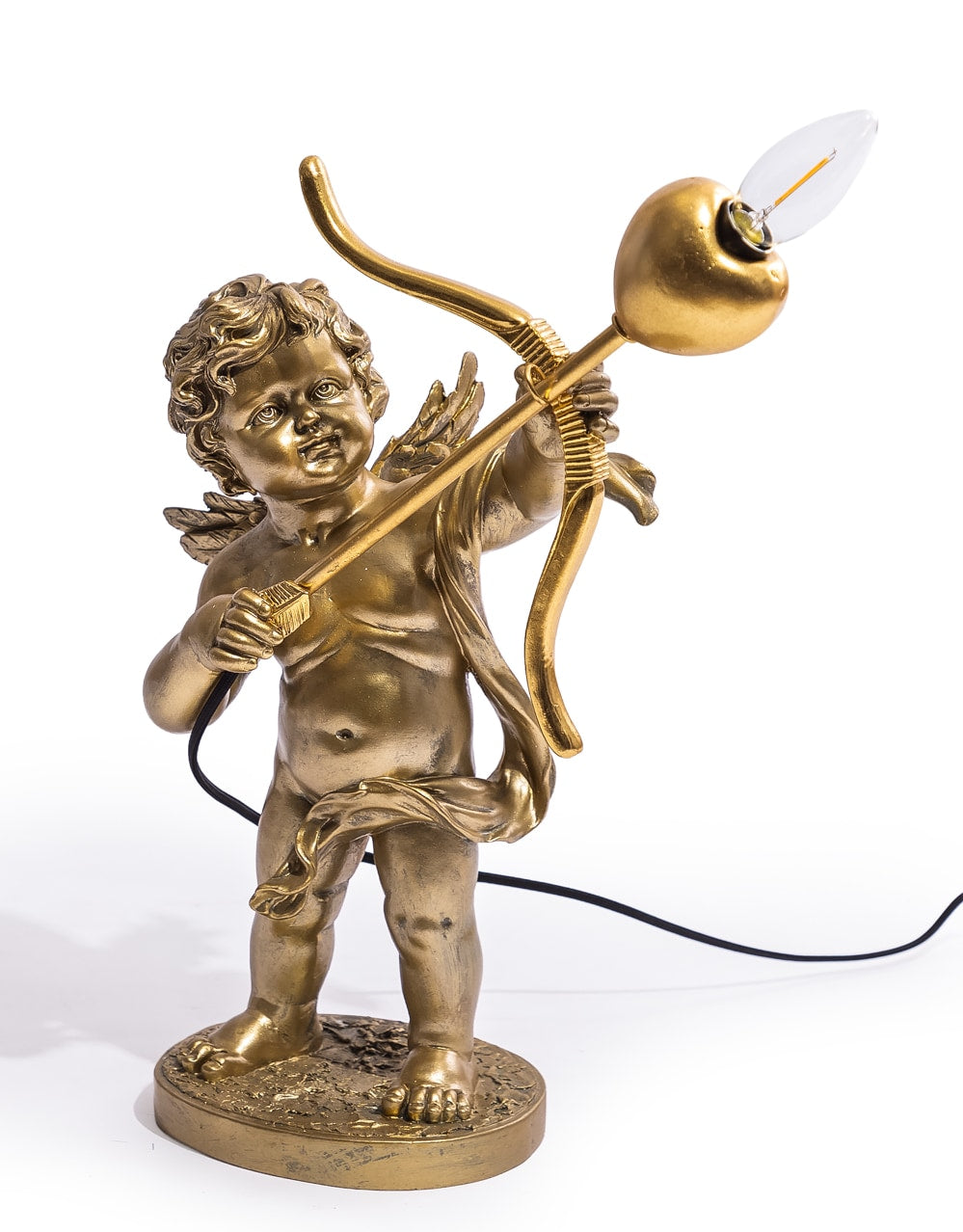 Antique Gold Standing Cupid Cherub Table Lamp - BD195