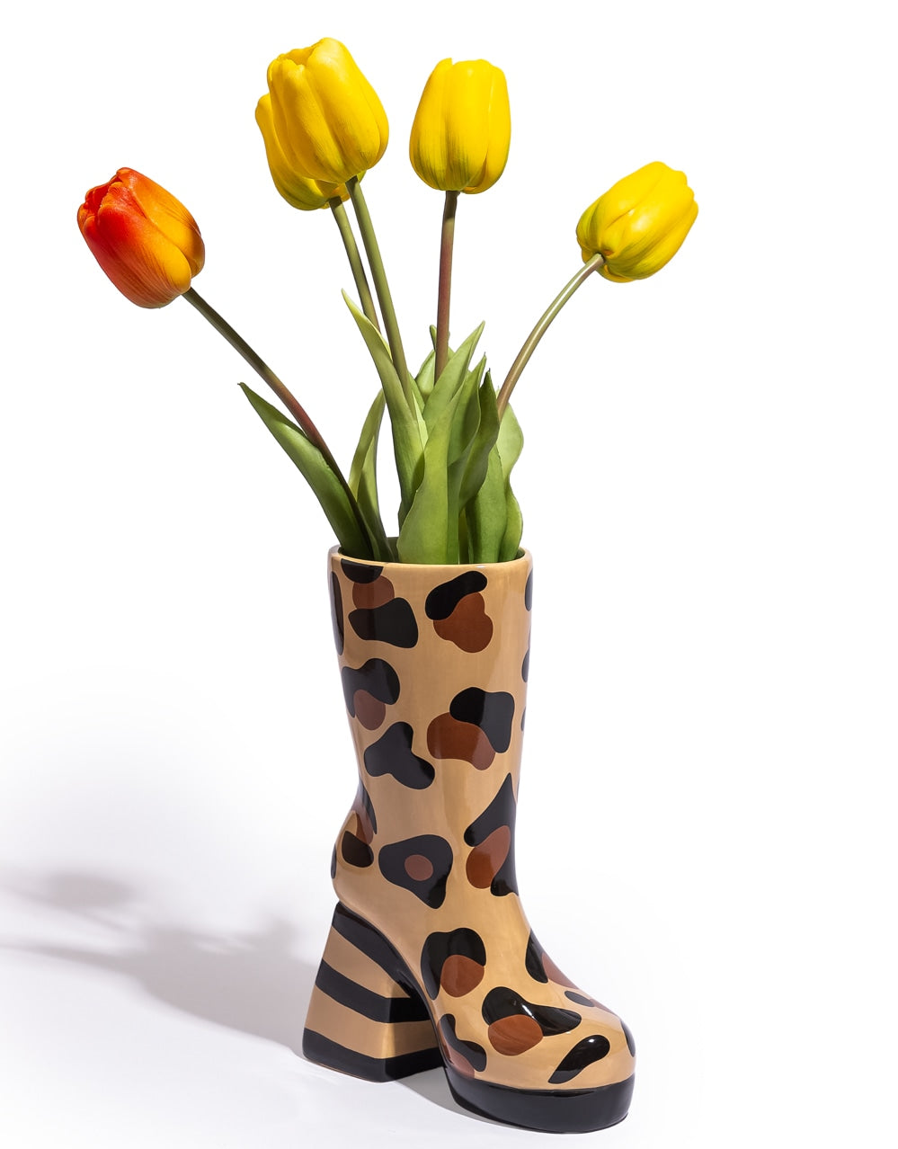 Leopard Print Heeled-Boot Ceramic Vase - EGC25