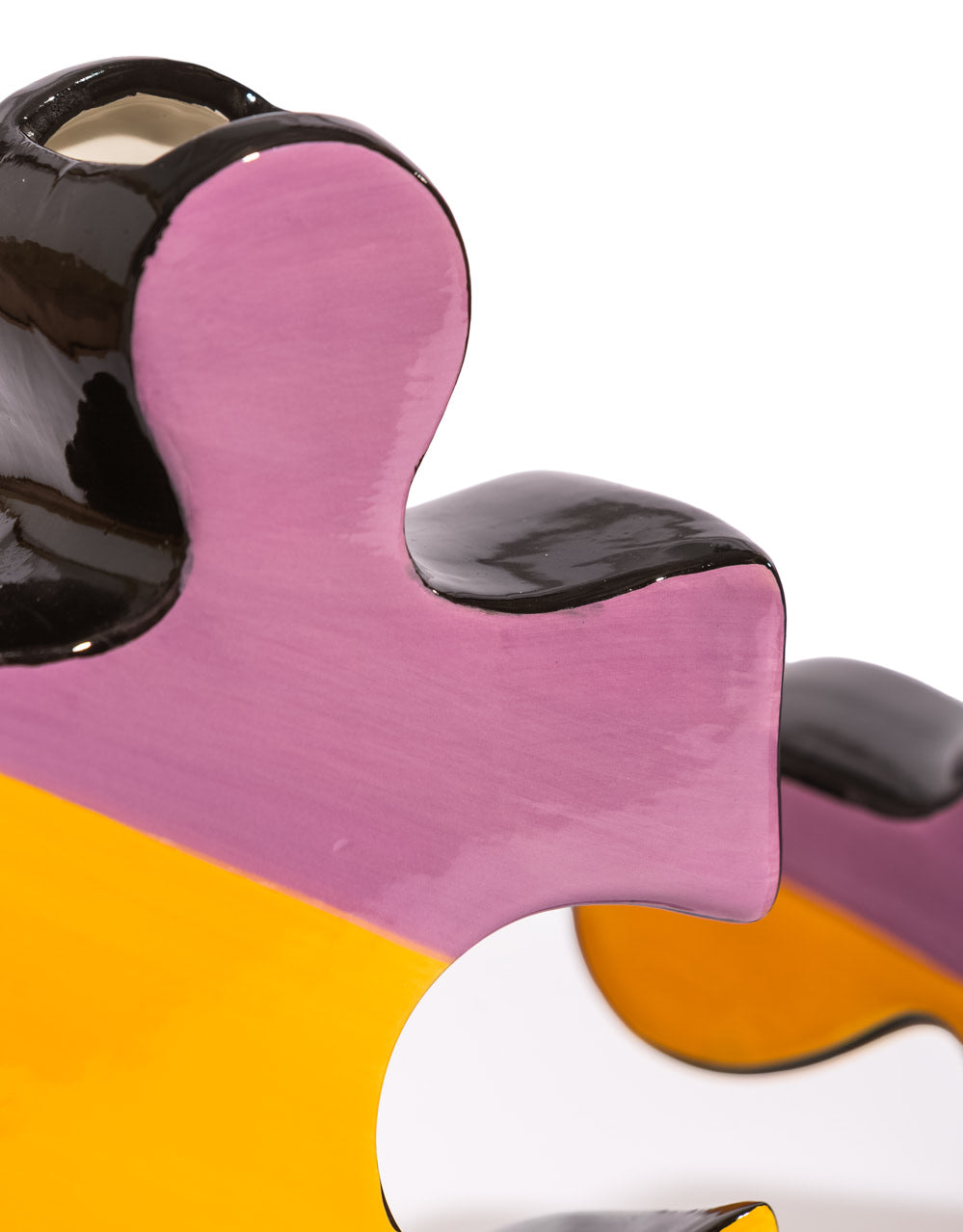 Set of 2 Orange/Purple/Black Ceramic Jigsaw Piece Vases - EGC27