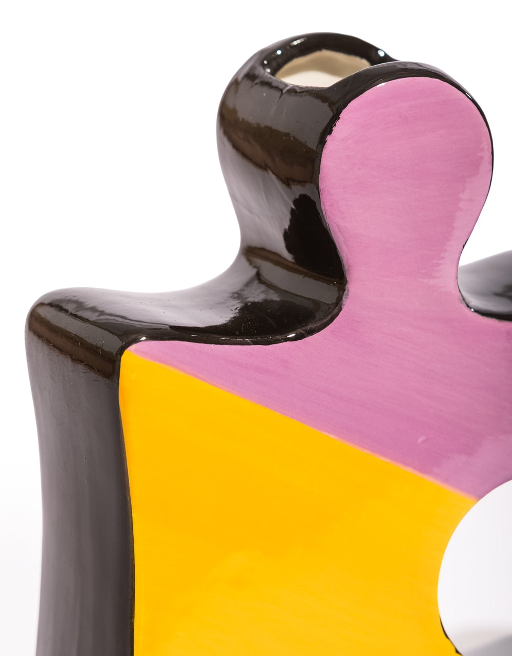 Set of 2 Orange/Purple/Black Ceramic Jigsaw Piece Vases - EGC27