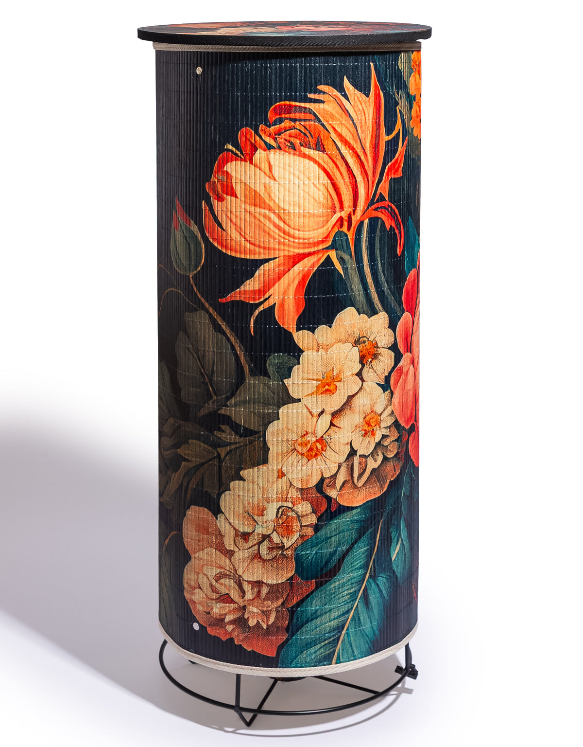 Floral Boho Bamboo Side Table 70cm - PSC22
