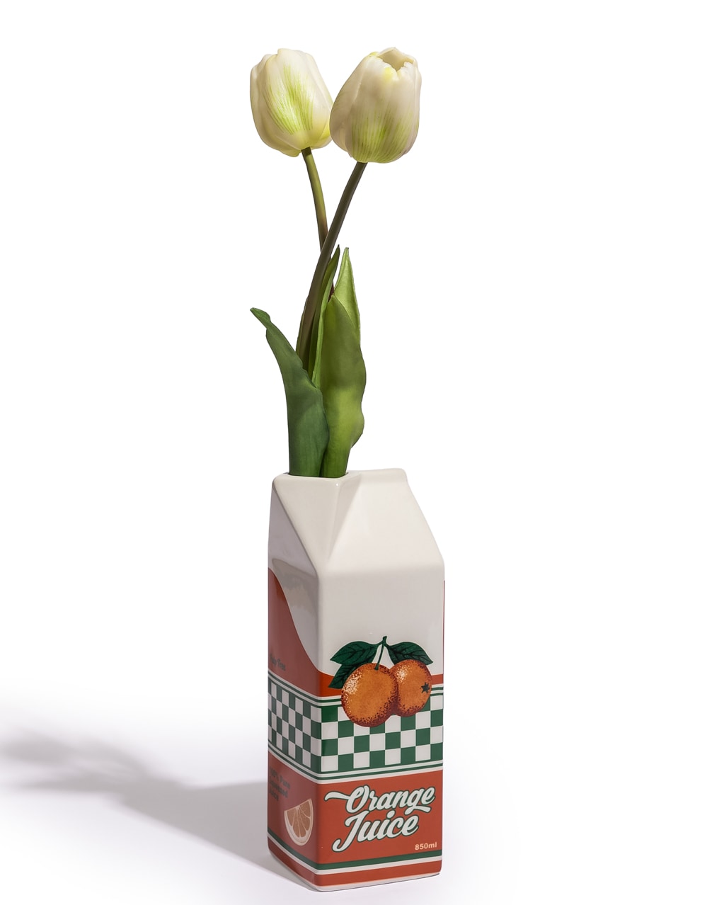 Orange Juice Carton Ceramic Stem Vase - CRT152