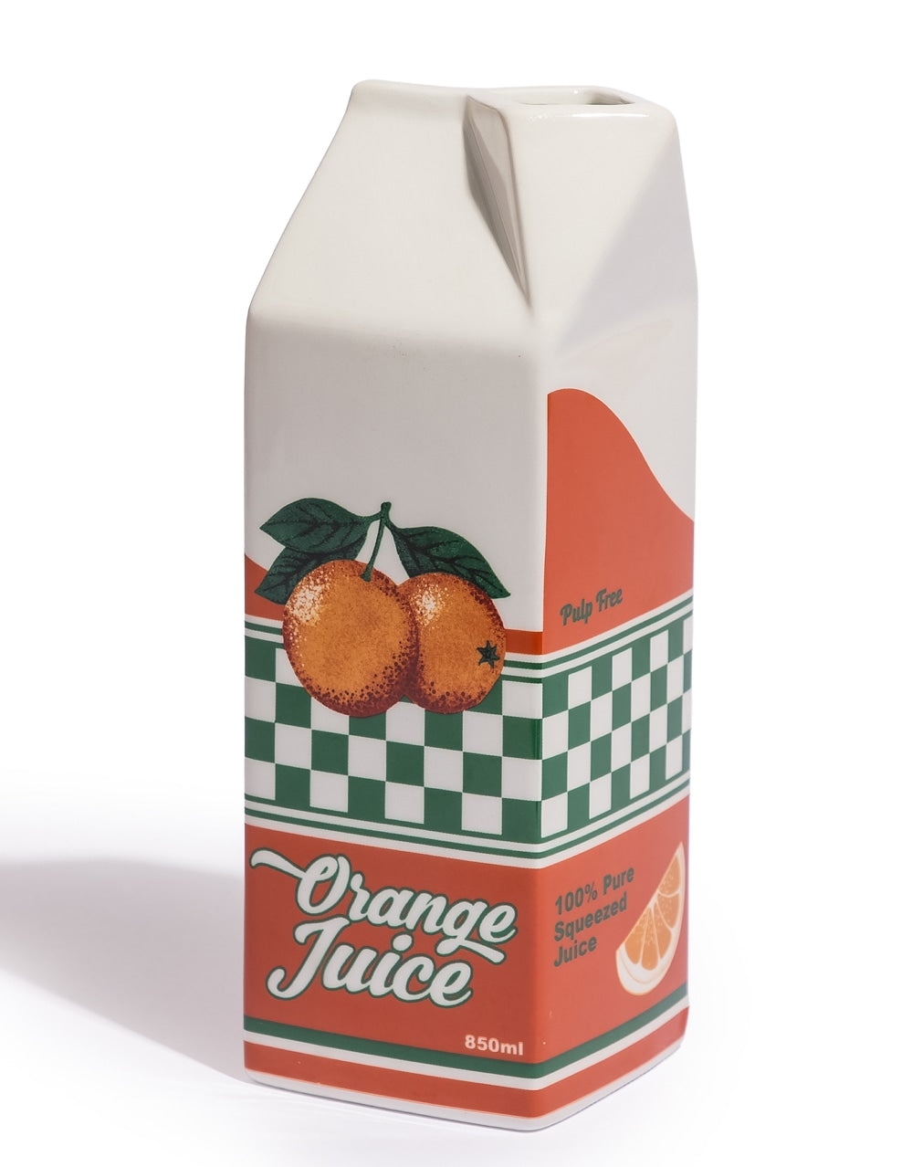 Orange Juice Carton Ceramic Stem Vase - CRT152