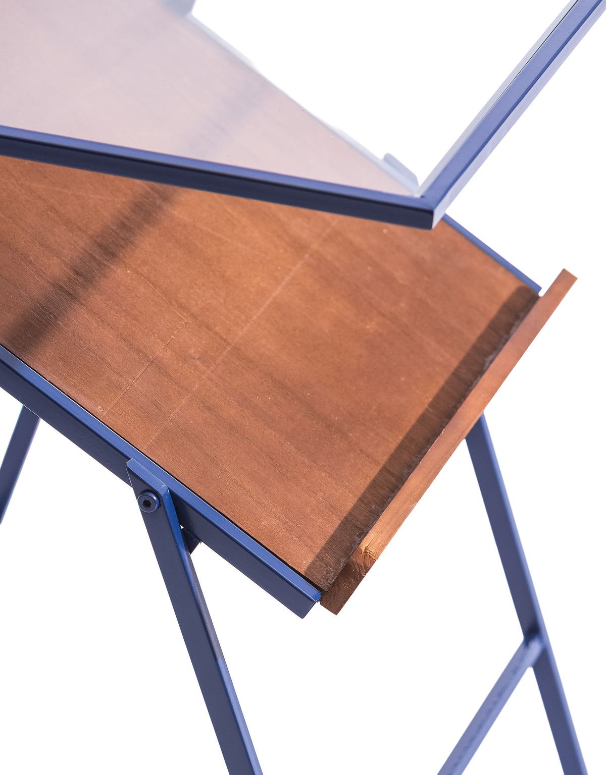 Navy Blue Metal Side Table w/ Magazine Rack - EM147