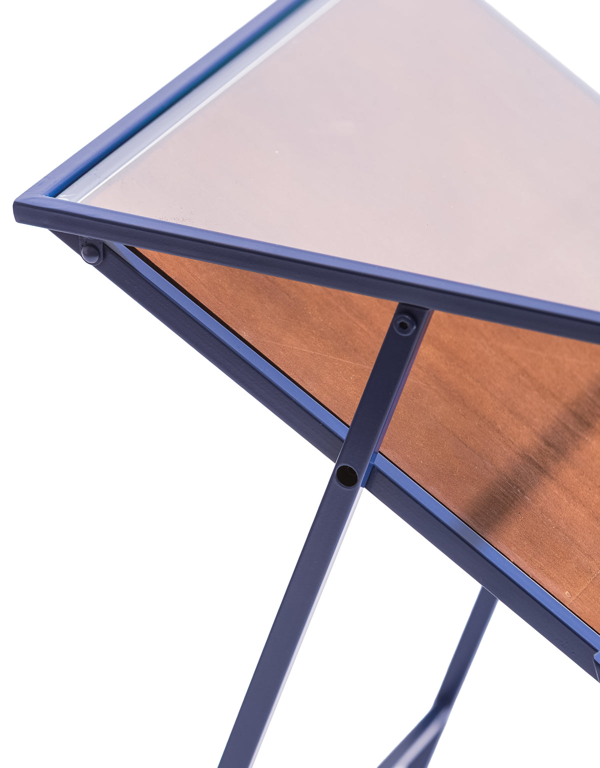 Navy Blue Metal Side Table w/ Magazine Rack - EM147