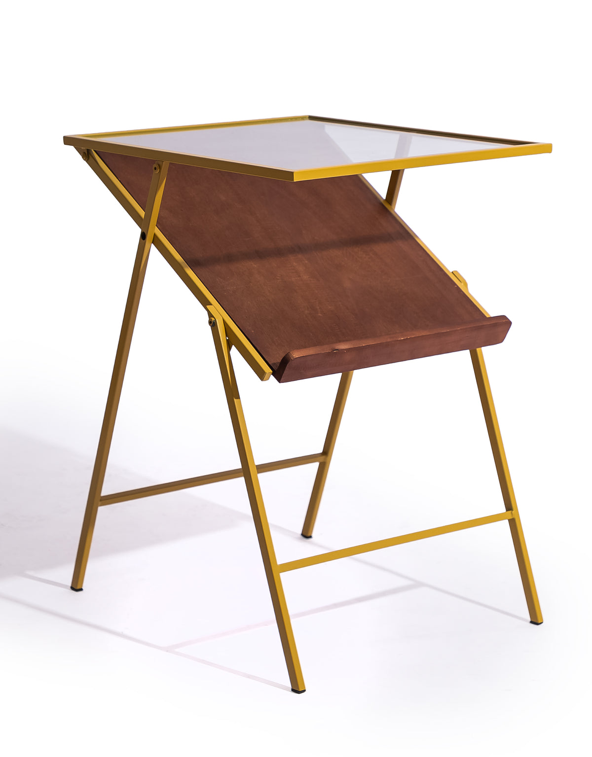 Mustard Yellow Metal Side Table w/ Magazine Rack - EM148