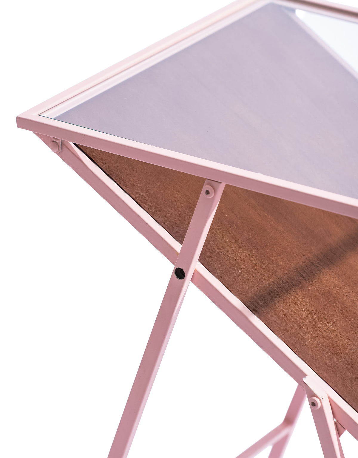 Baby Pink Metal Side Table w/ Magazine Rack - EM149