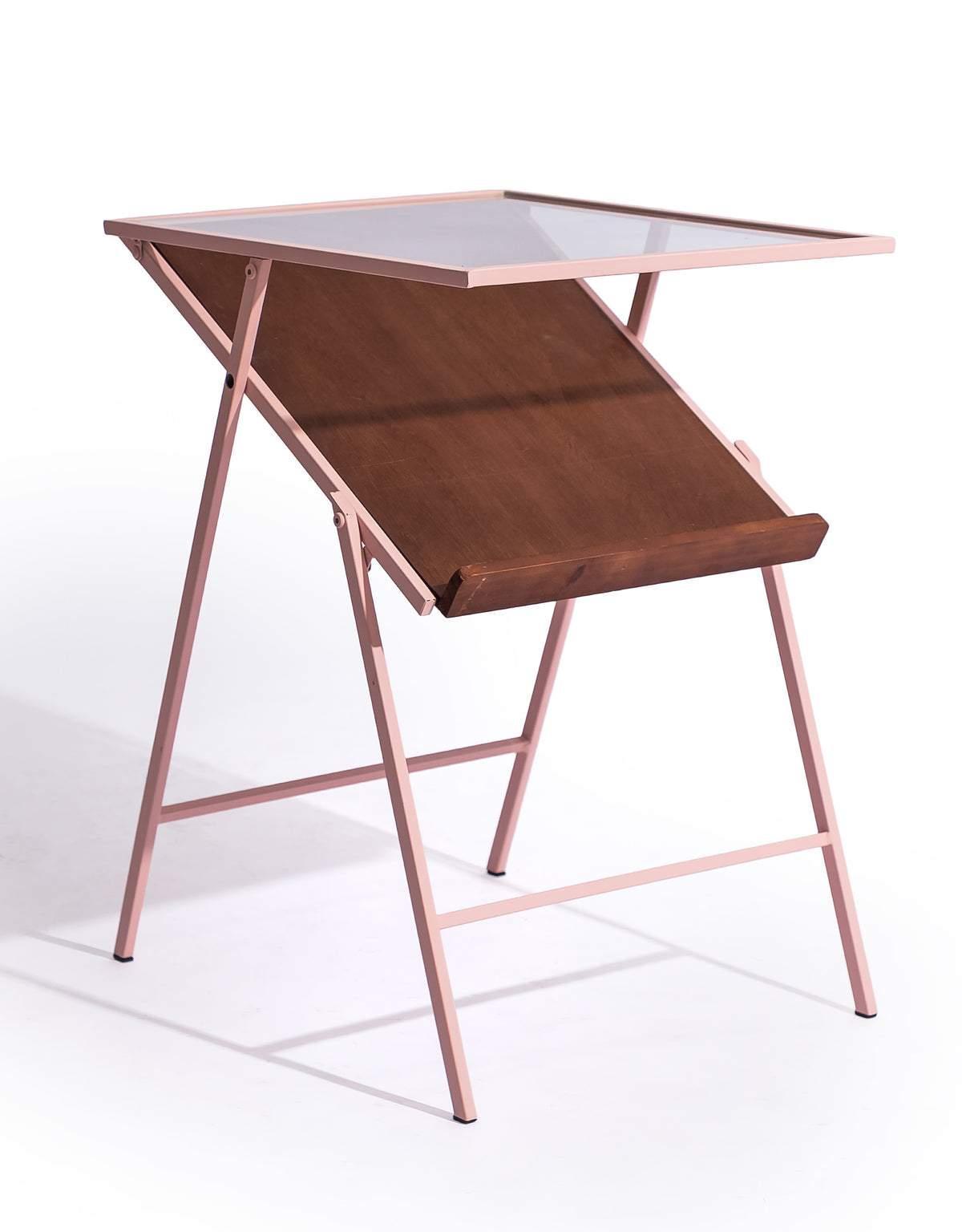 Baby Pink Metal Side Table w/ Magazine Rack - EM149