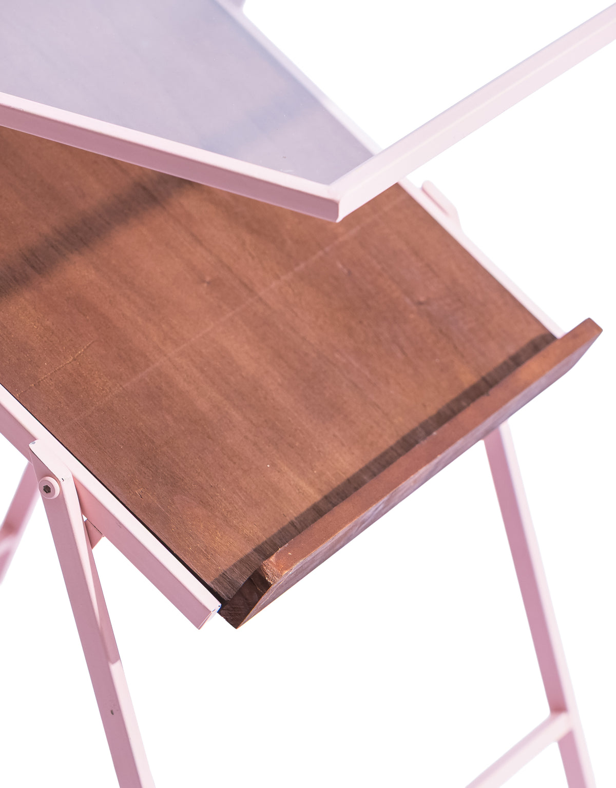 Baby Pink Metal Side Table w/ Magazine Rack - EM149