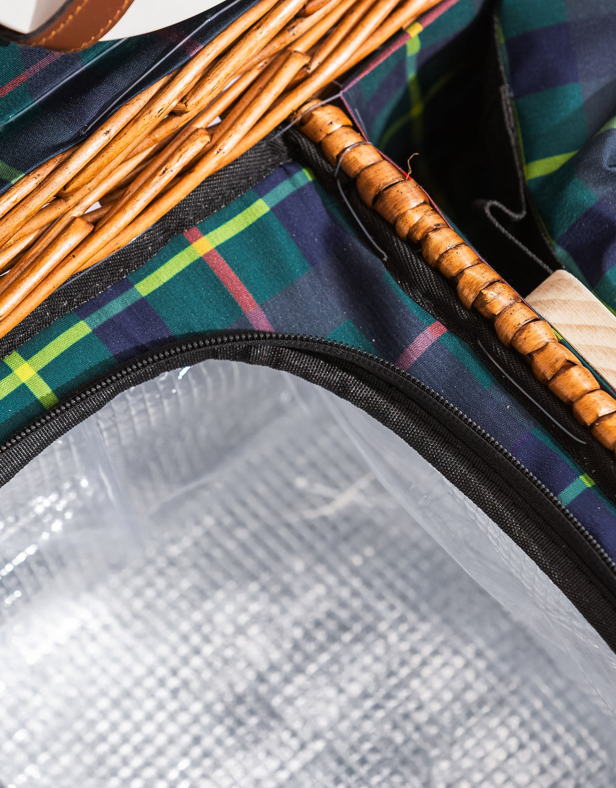 Luxury Tartan 2-Person Picnic Hamper w/ Leather Handles & Accessories - LPH13