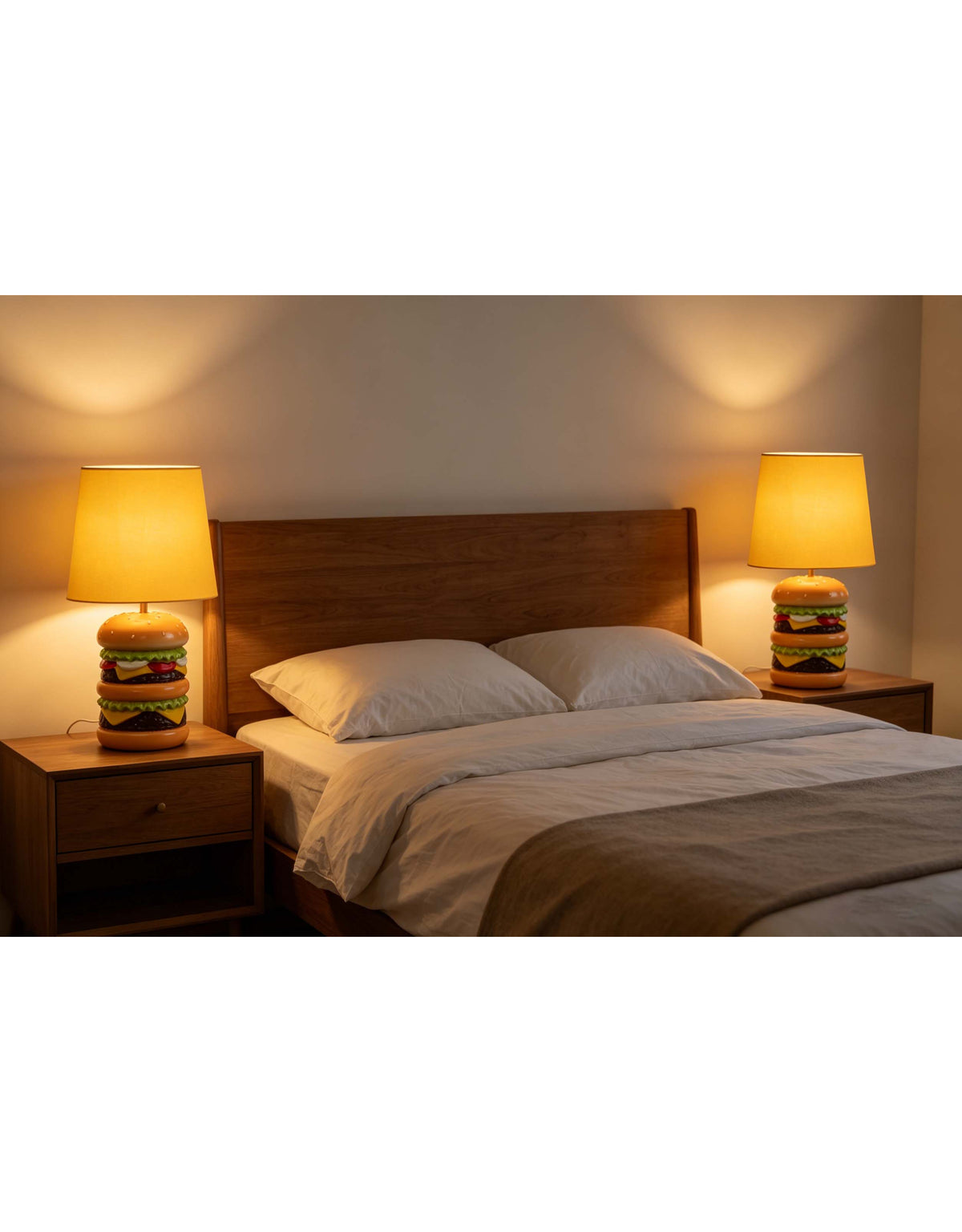 Classic Burger Table Lamp w/ Mustard Shade - FLT11
