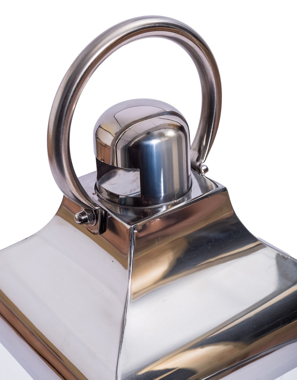 Medium Square Polished Steel and Glass Lantern - WPL10