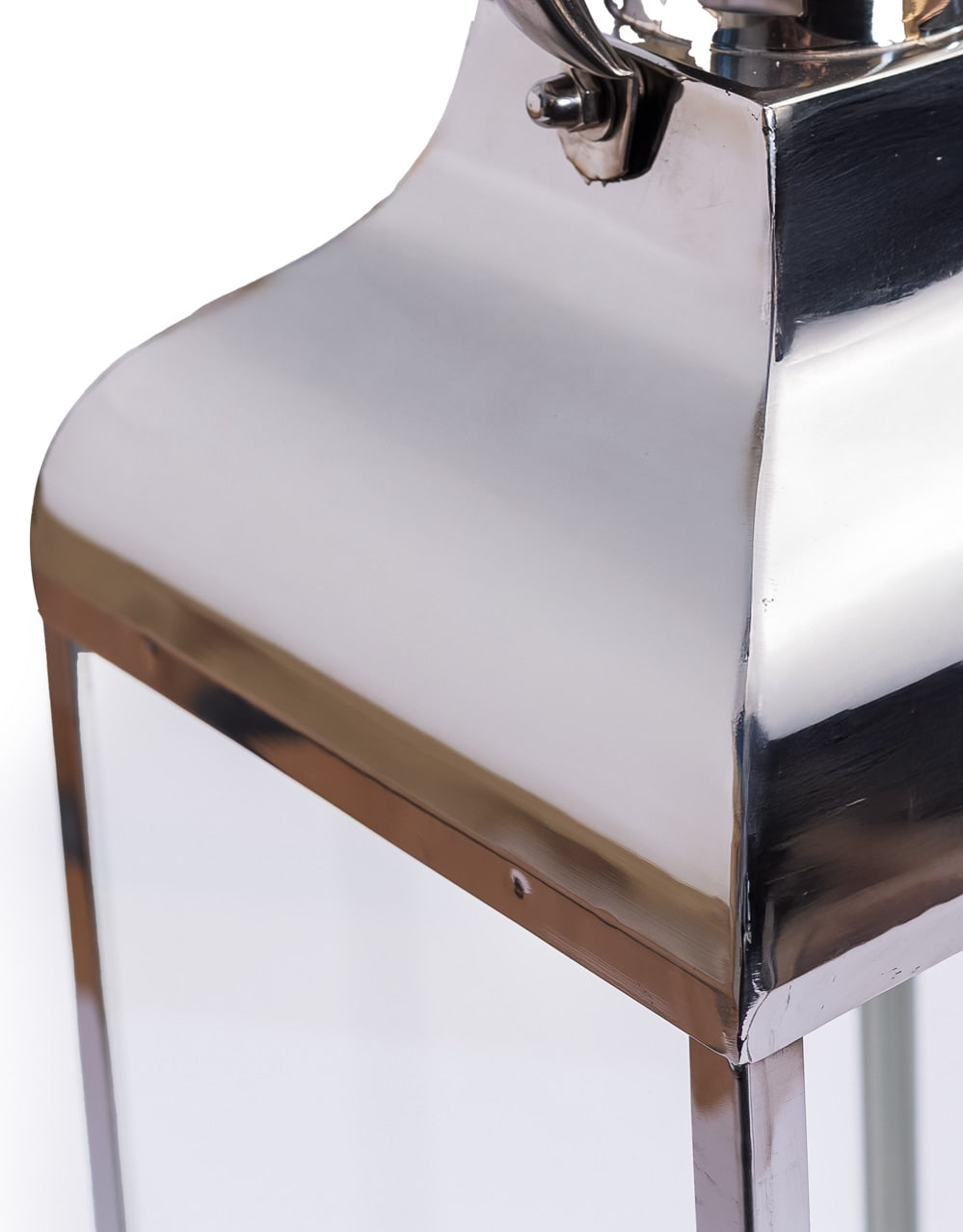 Extra Large Square Polished Steel & Glass Lantern - WPL12